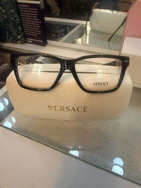 Versace Black and Gold Rectangular Sunglasses